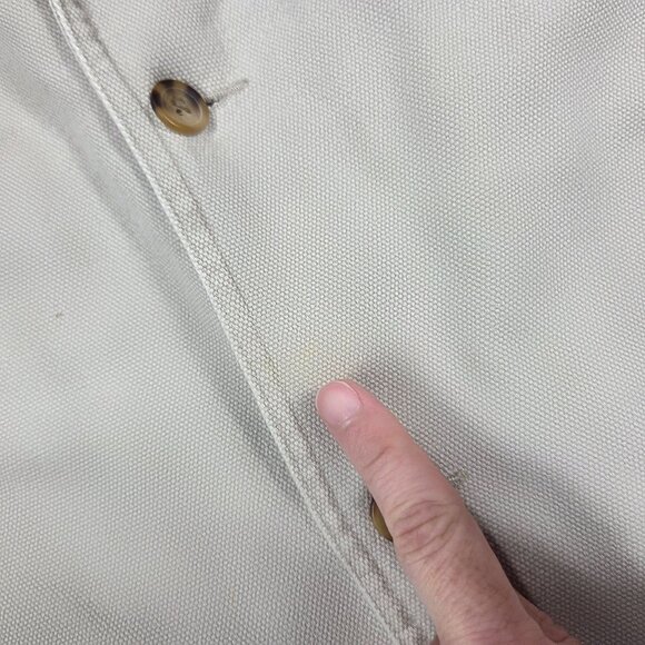 Vtg Sierra Trading Post Jacket Mens Large Beige Canvas Safari Hunting Chore Coat - Picture 16 of 16